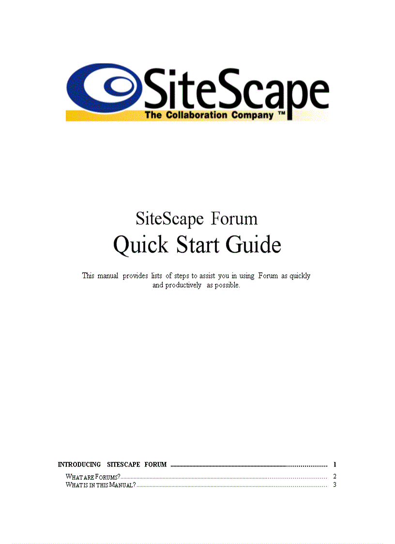 SiteScape Forum Quick Start Guide