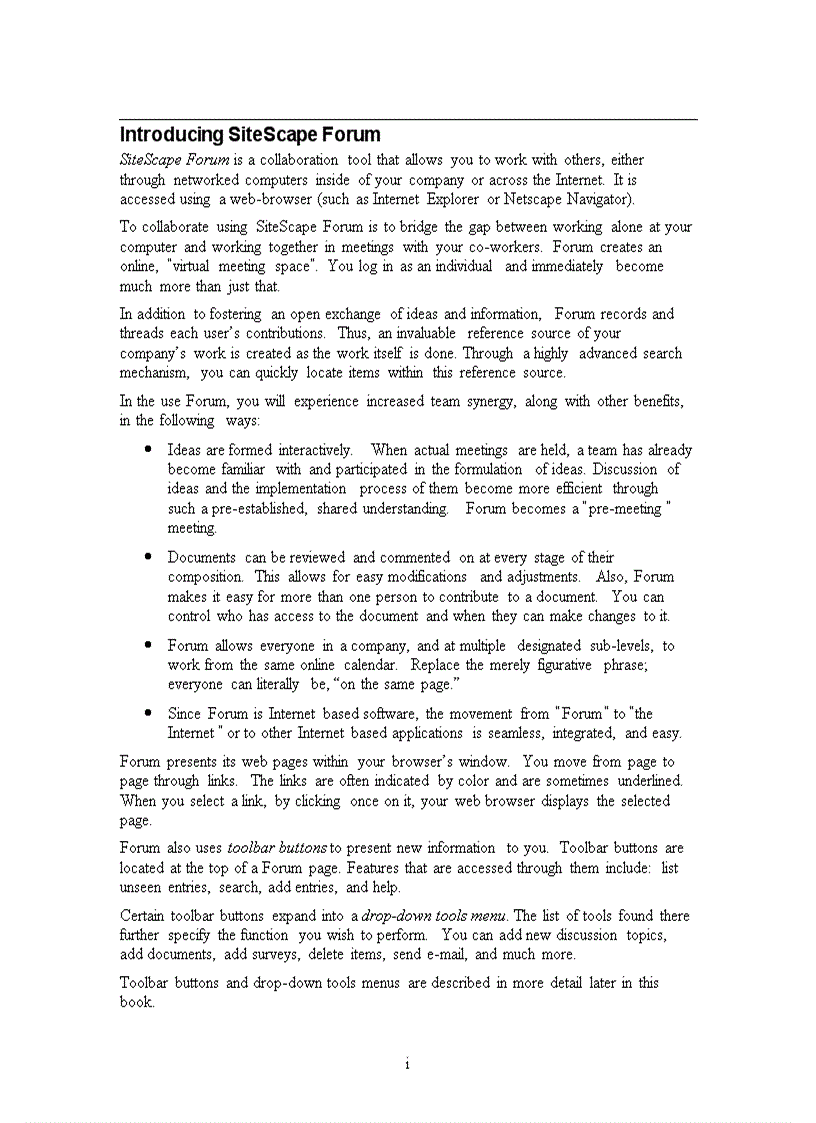 image for page SiteScape Forum Quick Start Guide