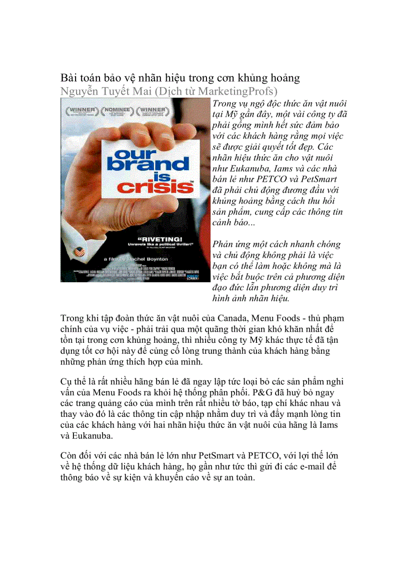 image for page Bài toán bảo vệ nhãn hiệu trong cơn khủng hoảng