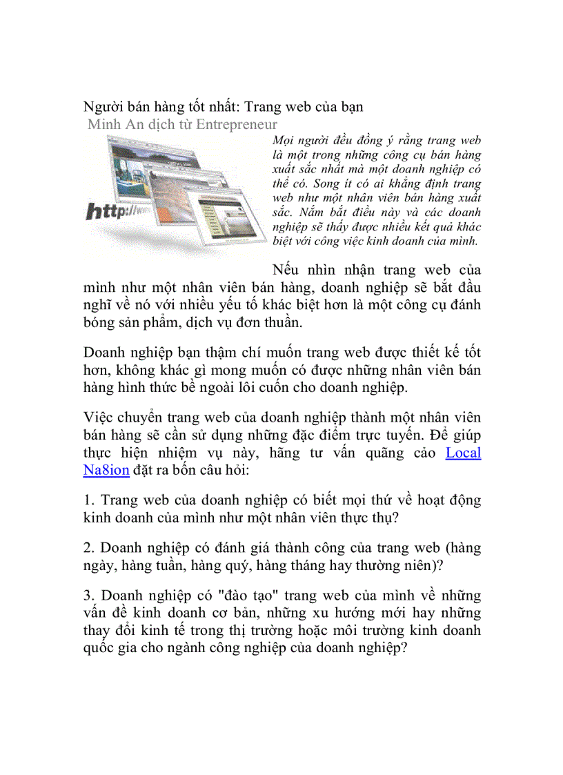 image for page Người bán hàng tốt nhất Trang web của bạn