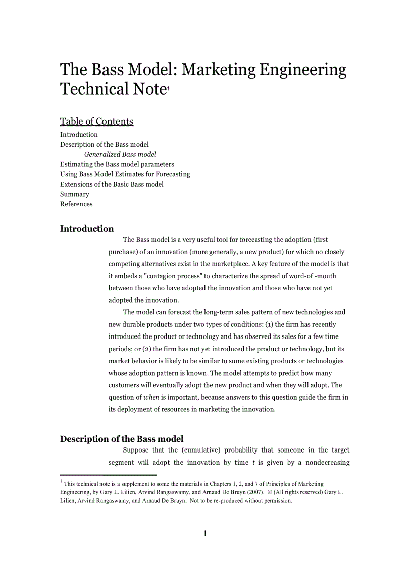 image for page The Bass Model Technical Marketing Engineering Technical Note