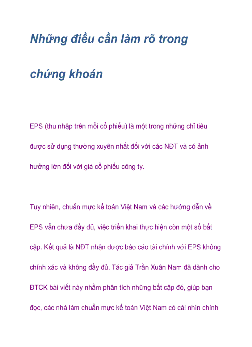 image for page Những điều cần làm rõ trong chứng khoán