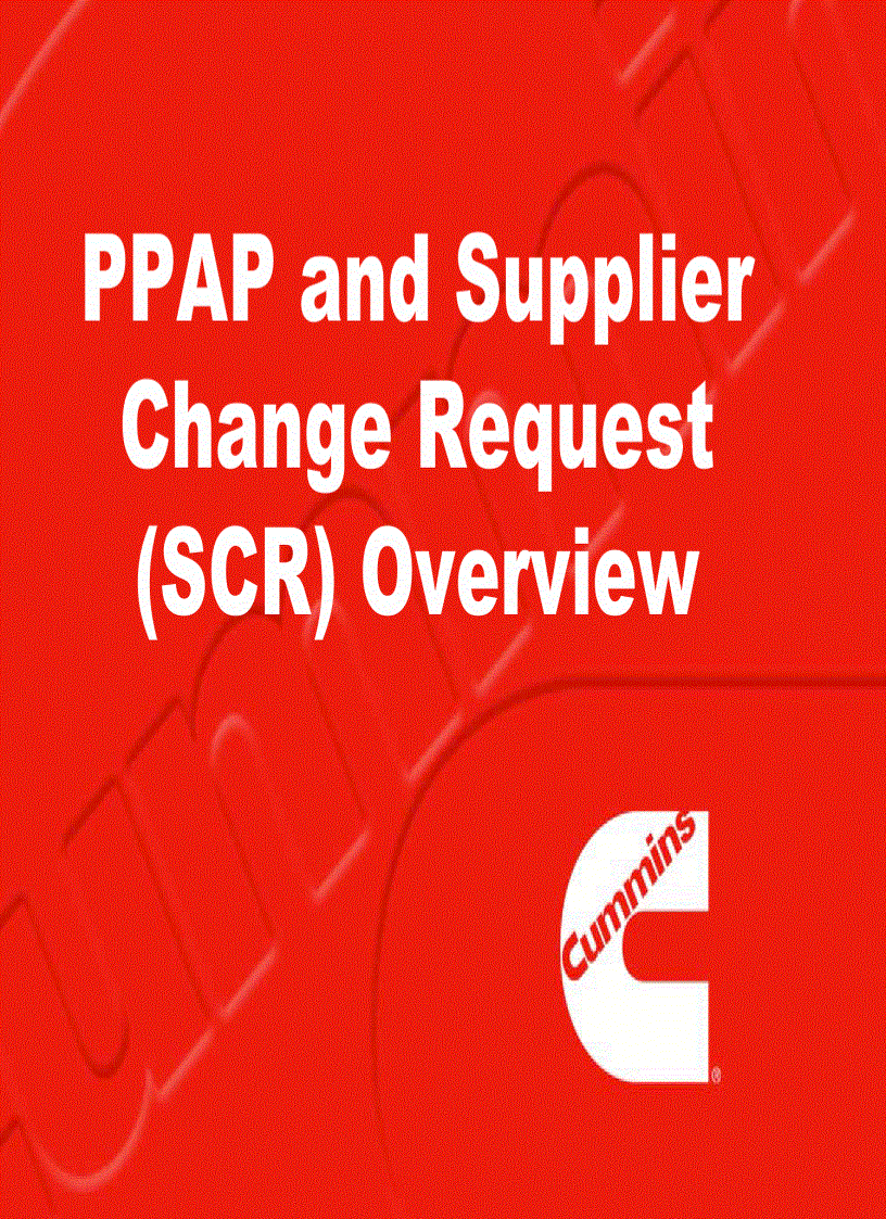 image for page PPAP and Supplier Change Request SCR Overview