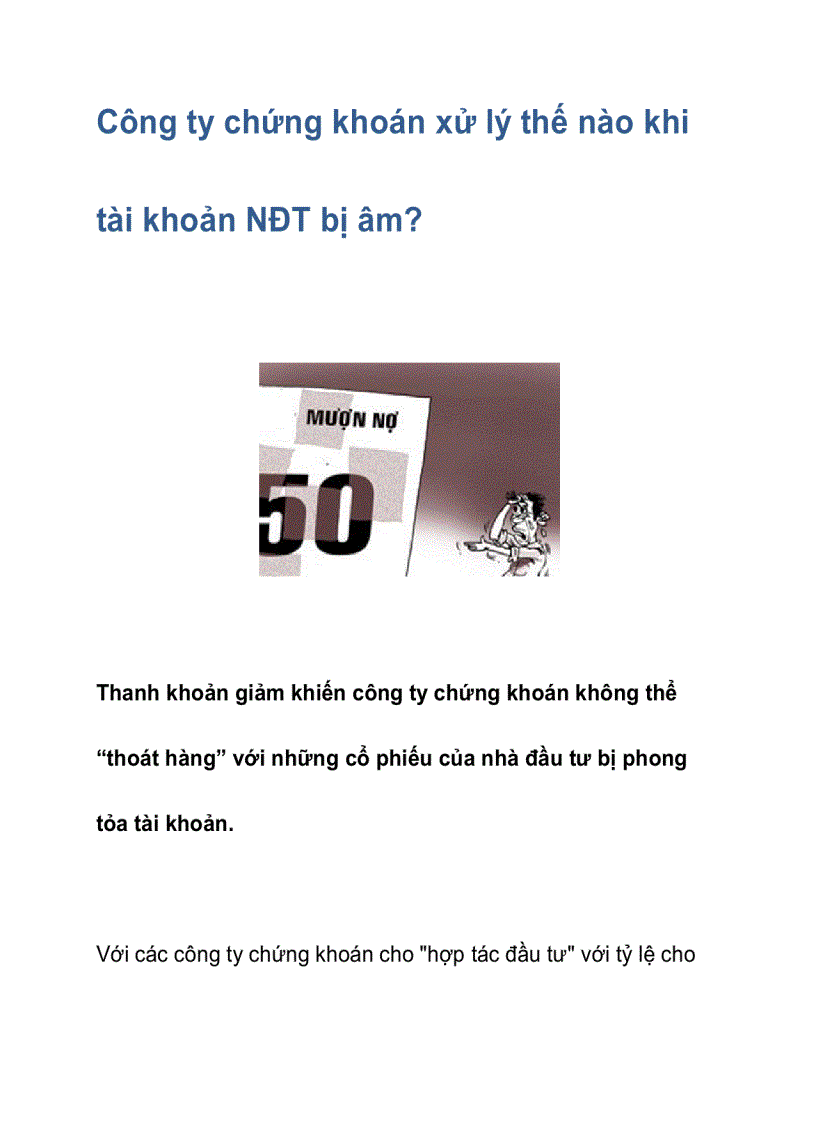 image for page Công ty chứng khoán xử lý thế nào khi tài khoản NĐT bị âm