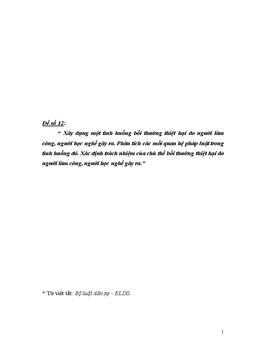 image for page Bài tập cá nhân dân sự Xây dựng tình huống đề 12