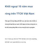 Khối ngoại 10 năm mua ròng trên thị trường chứng khoán Việt Nam