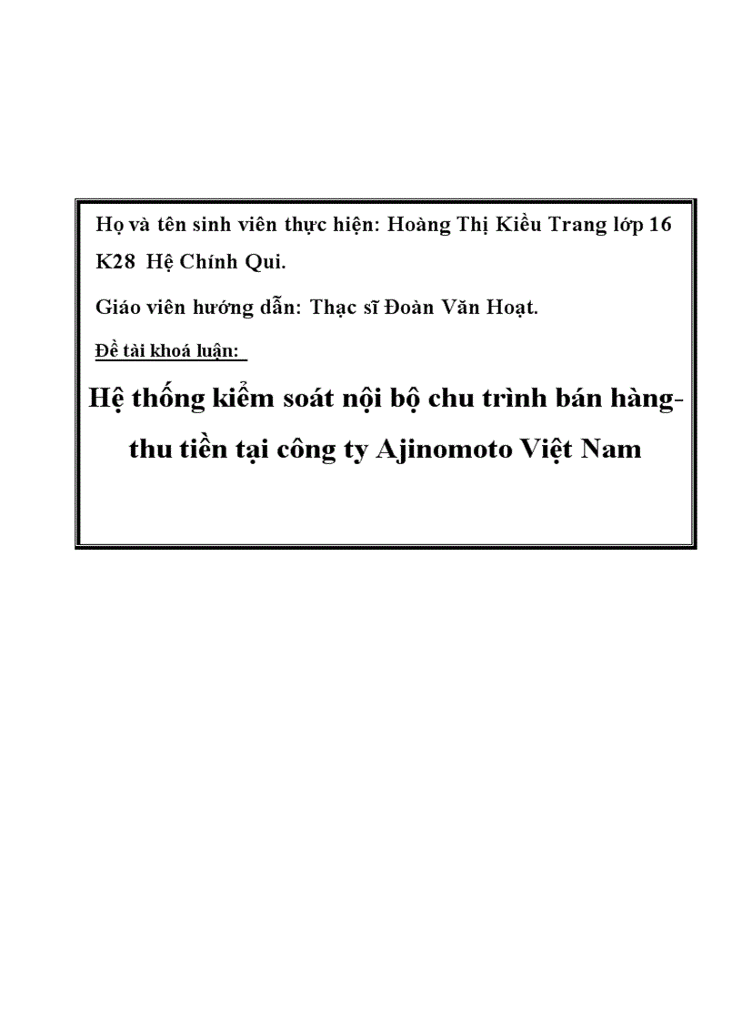 image for page Hệ thống kiểm soát nội bộ chu trình bán hàng thu tiền tại công ty Ajinomoto Việt Nam