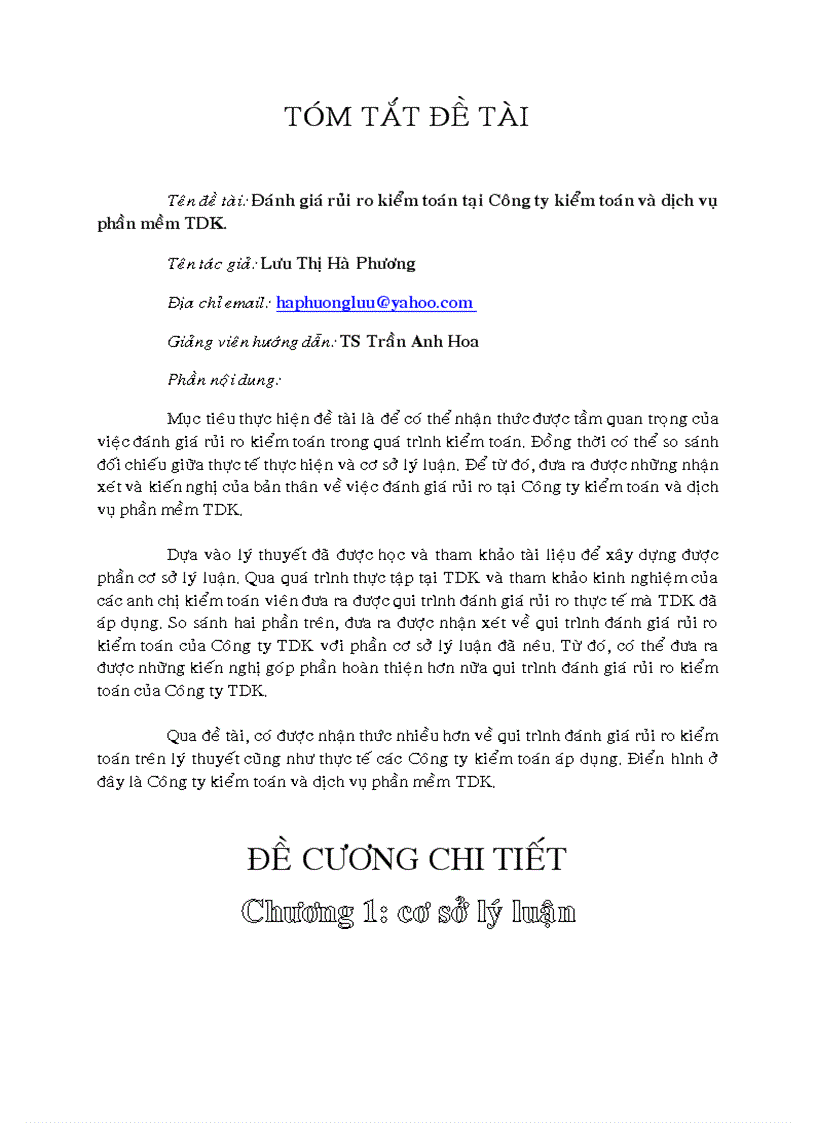 image for page Đánh giá rủi ro kiểm toán tại Công ty kiểm toán và dịch vụ phần mềm TDK