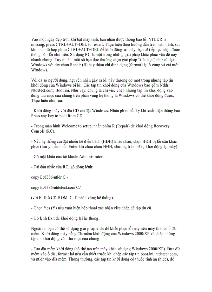 image for page Lỗi NTLDR is missing