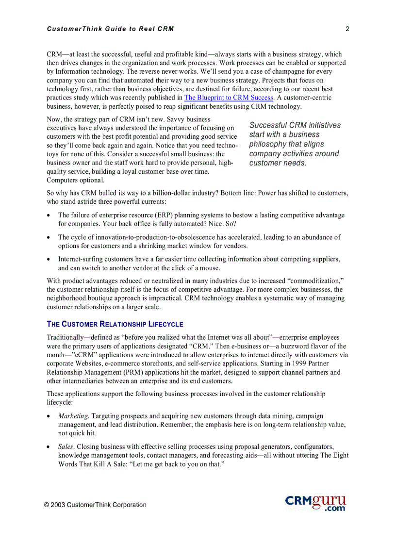 image for page Customer think guide to real crm putting customers at the heart of your business profitably