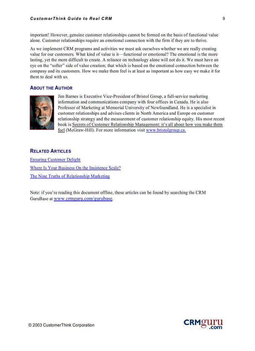 image for page Customer think guide to real crm putting customers at the heart of your business profitably