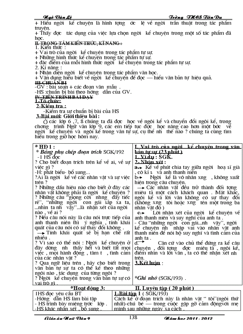 image for page Giáo án văn 9 học kỳ I