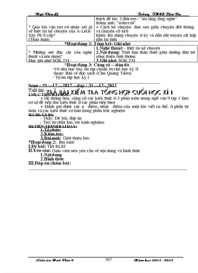 image for page Giáo án văn 9 học kỳ I