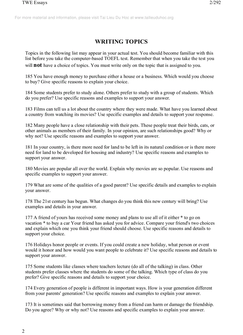 image for page 185 Topics and sample essays 1