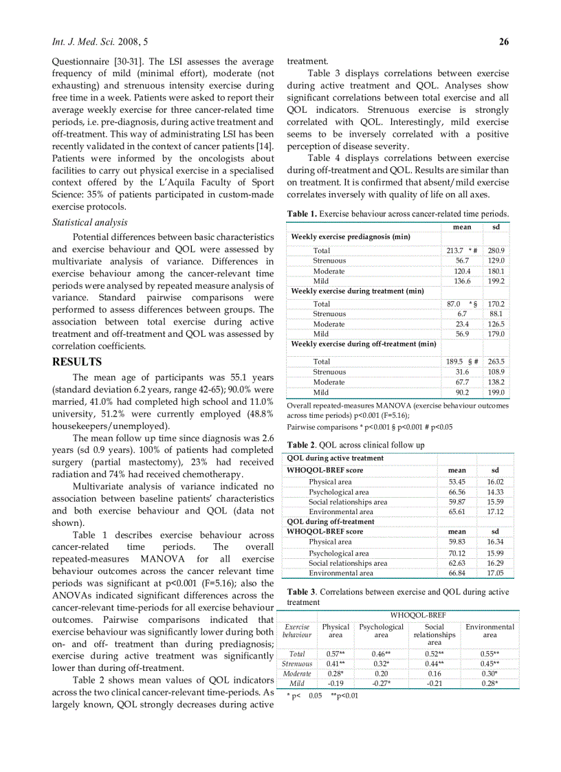 image for page Báo cáo y học Physical Exercise and Quality of Life in Breast Cancer Survivors