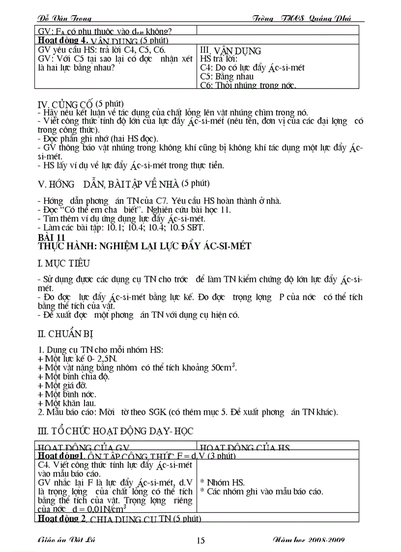 image for page Giáo án vật lý 8