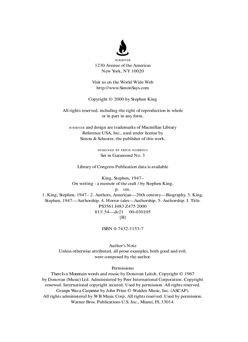 image for page On Writing by Stephen King