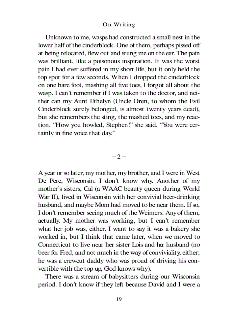 image for page On Writing by Stephen King