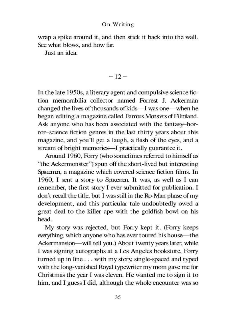 image for page On Writing by Stephen King