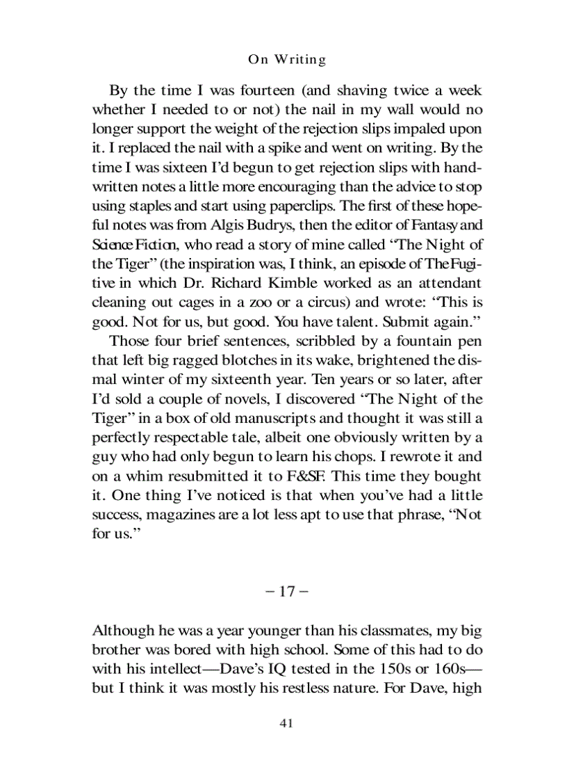 image for page On Writing by Stephen King