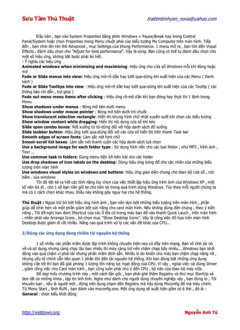image for page Sưu tầm thủ thuật Window Tối ưu hóa Win XP