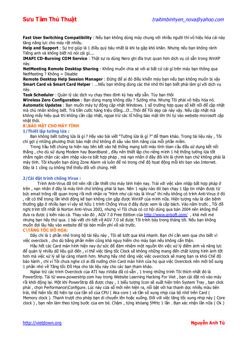 image for page Sưu tầm thủ thuật Window Tối ưu hóa Win XP