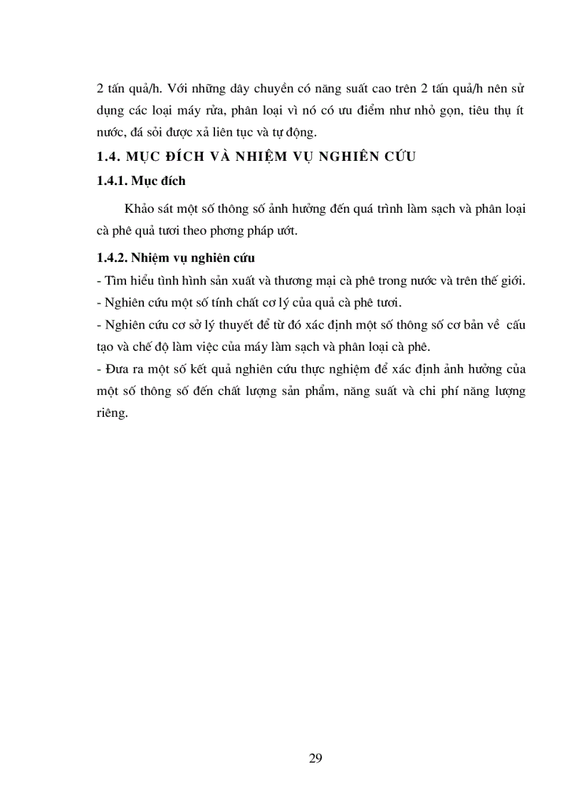 image for page Ảnh hưởng của một số thông số đến quá trình làm sạch và phân loại cà phê quả tươi theo phương pháp ướt