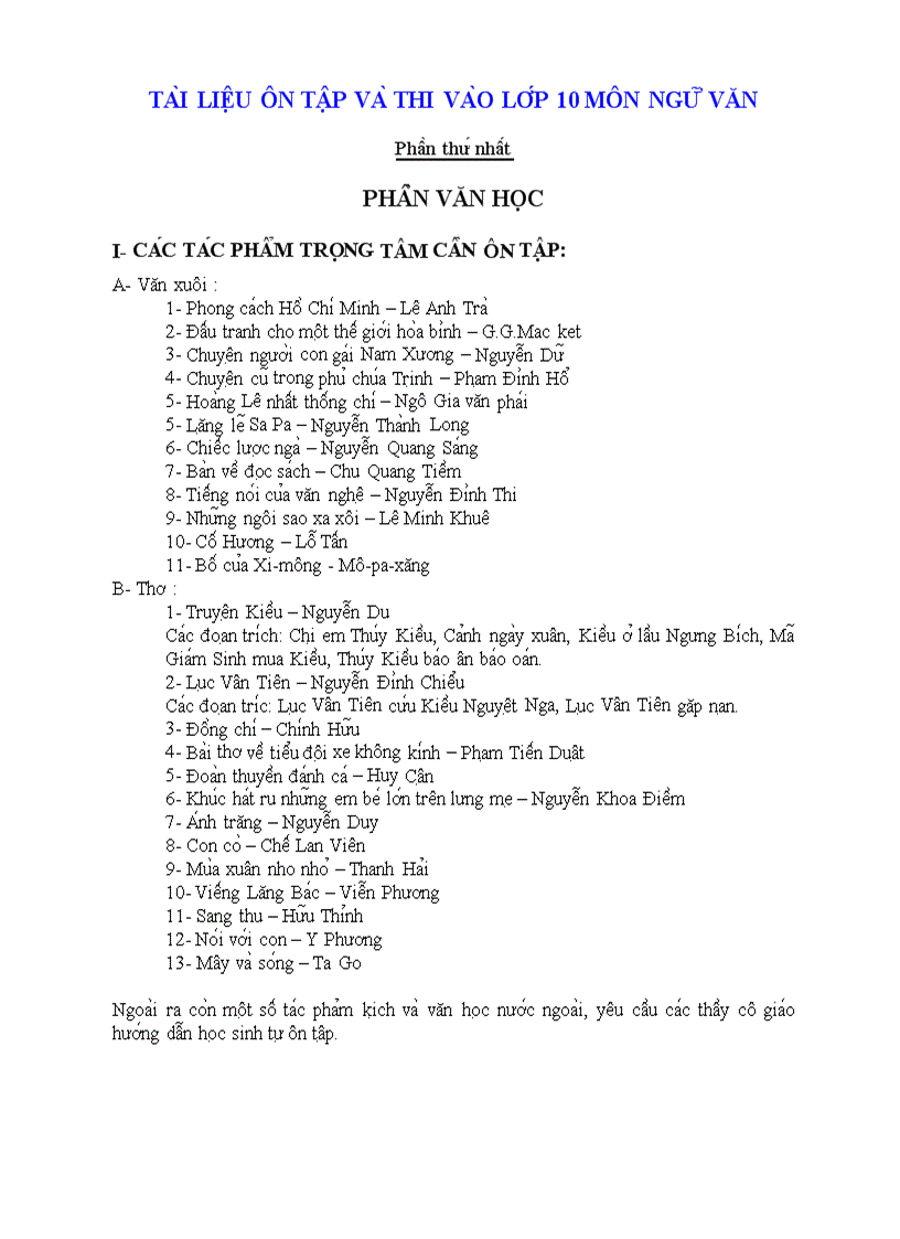 image for page Tài liệu ôn tập thi vào lớp 10 môn ngữ văn