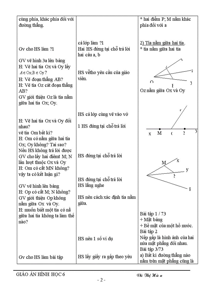 Giáo án hình học 6 kỳ II