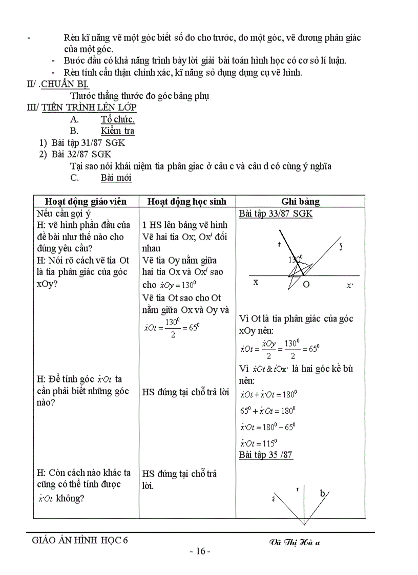 image for page Giáo án hình học 6 kỳ II