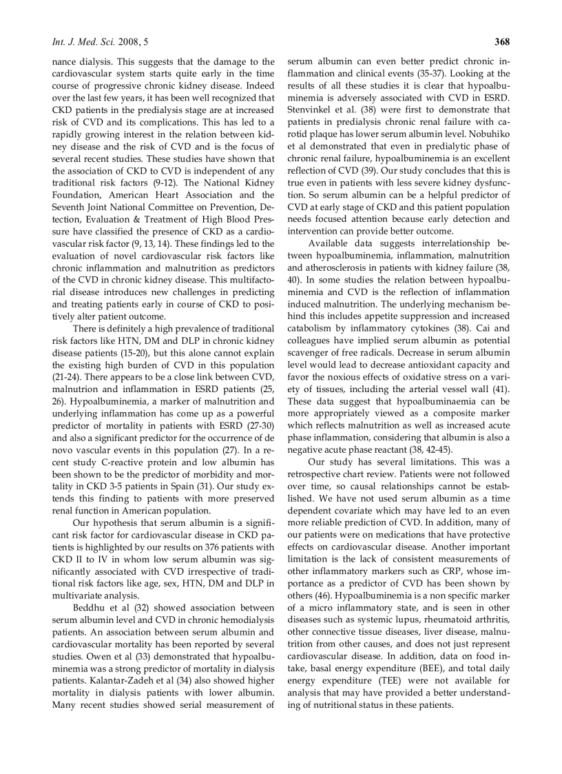 image for page Báo cáo y học Hypoalbuminaemia A Marker of Cardiovascular Disease in Patients with Chronic Kidney Disease Stages II IV