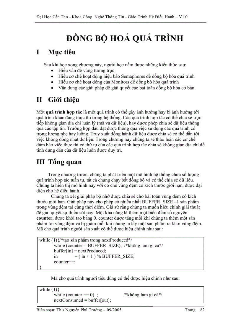 image for page Hệ điều hành Đồng bộ hóa quá trình