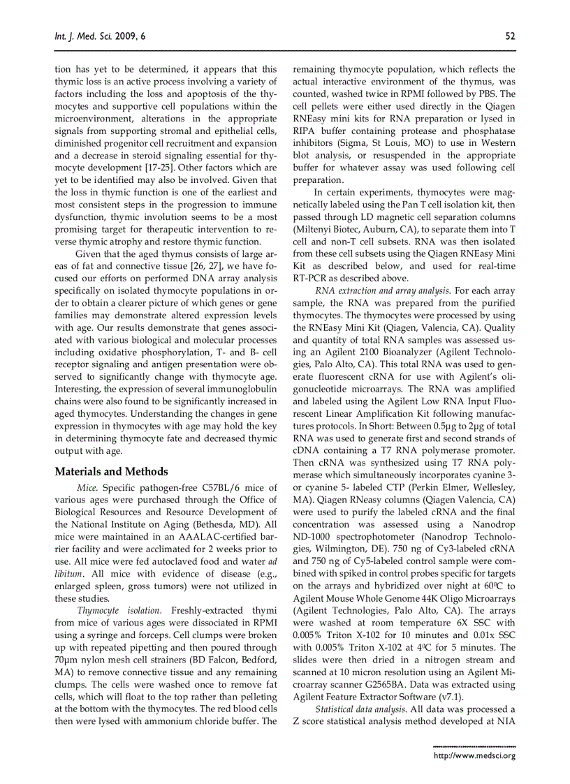image for page Báo cáo y học Transcriptome analysis of murine thymocytes reveals age associated changes in thymic gene expression