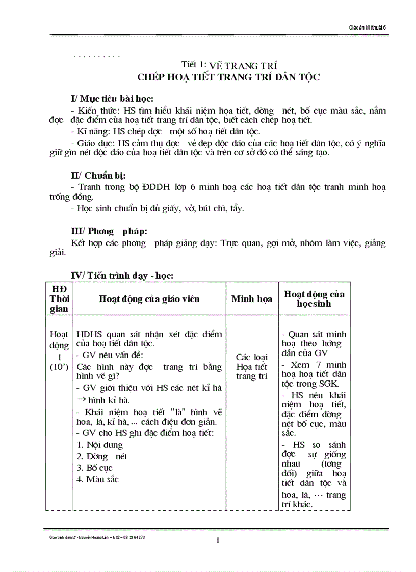 Giao An Mỹ Thuật 6