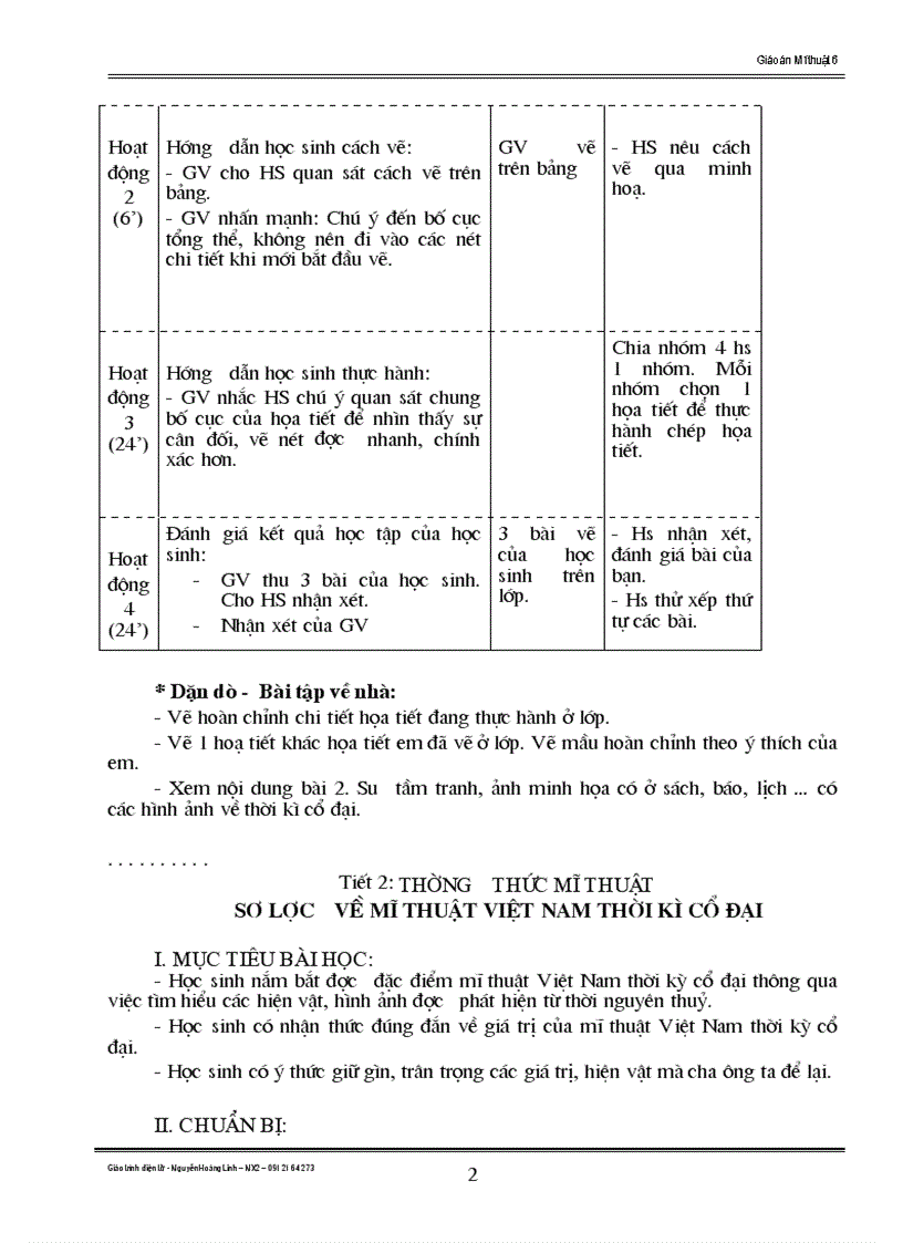 image for page Giáo án mỹ thuật 6