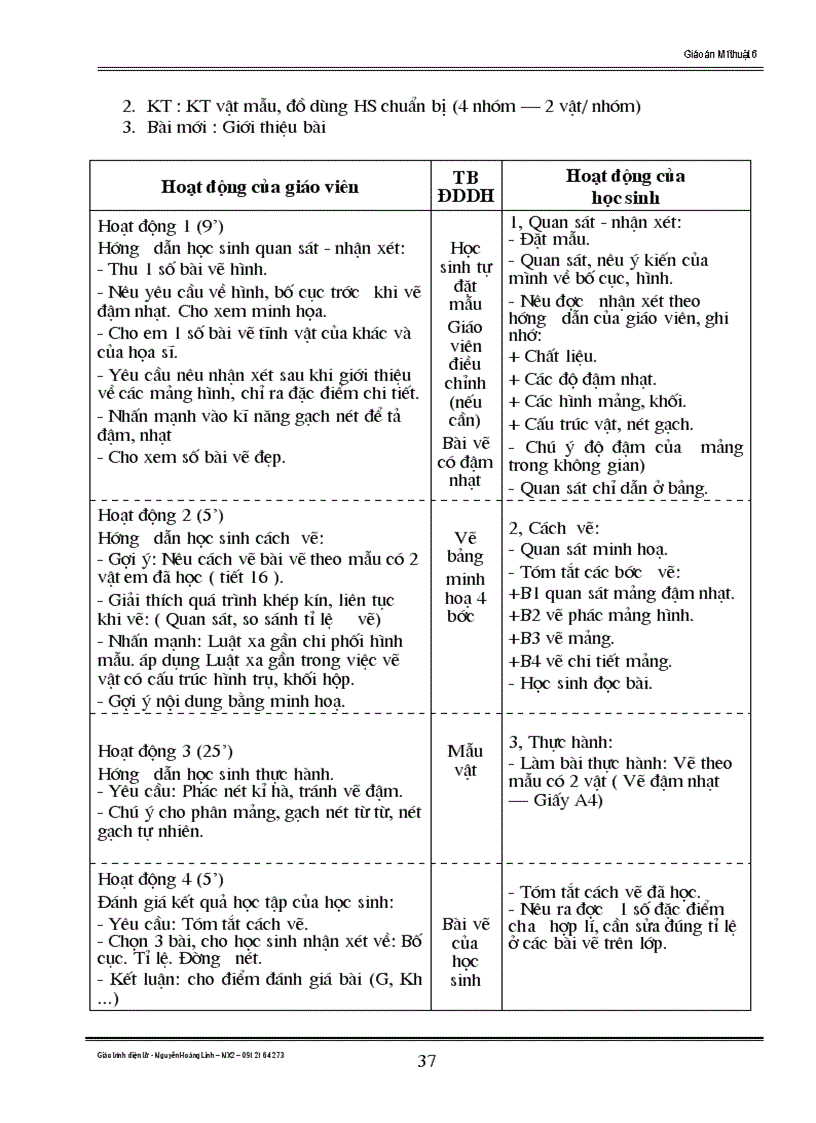 image for page Giáo án mỹ thuật 6