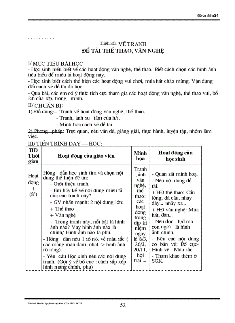 image for page Giáo án mỹ thuật 6