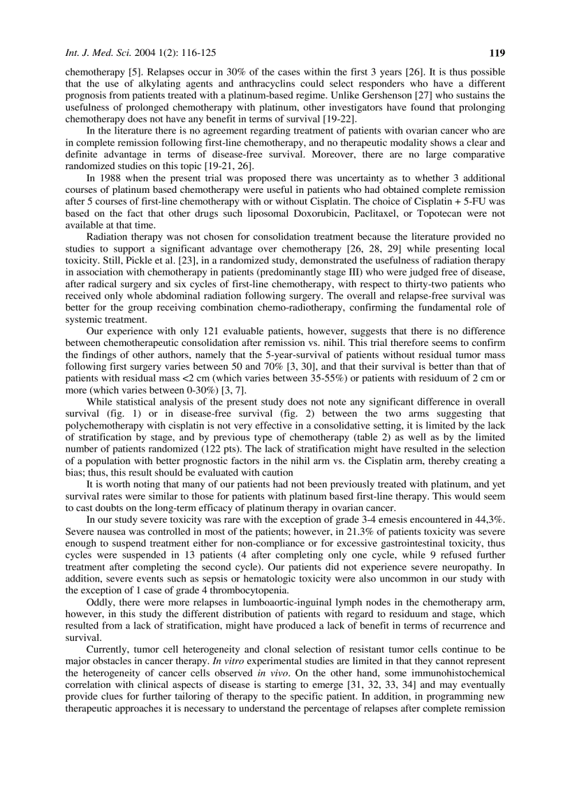 image for page Báo cáo y học A Randomized Study of Epithelial Ovarian Cancer Is Chemotherapy Useful after Complete Remission