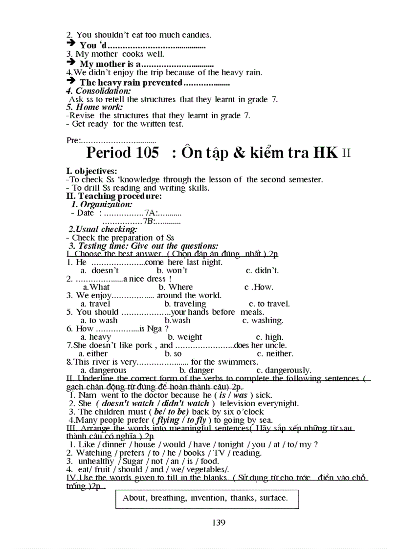 image for page Giáo án Tiếng anh 7