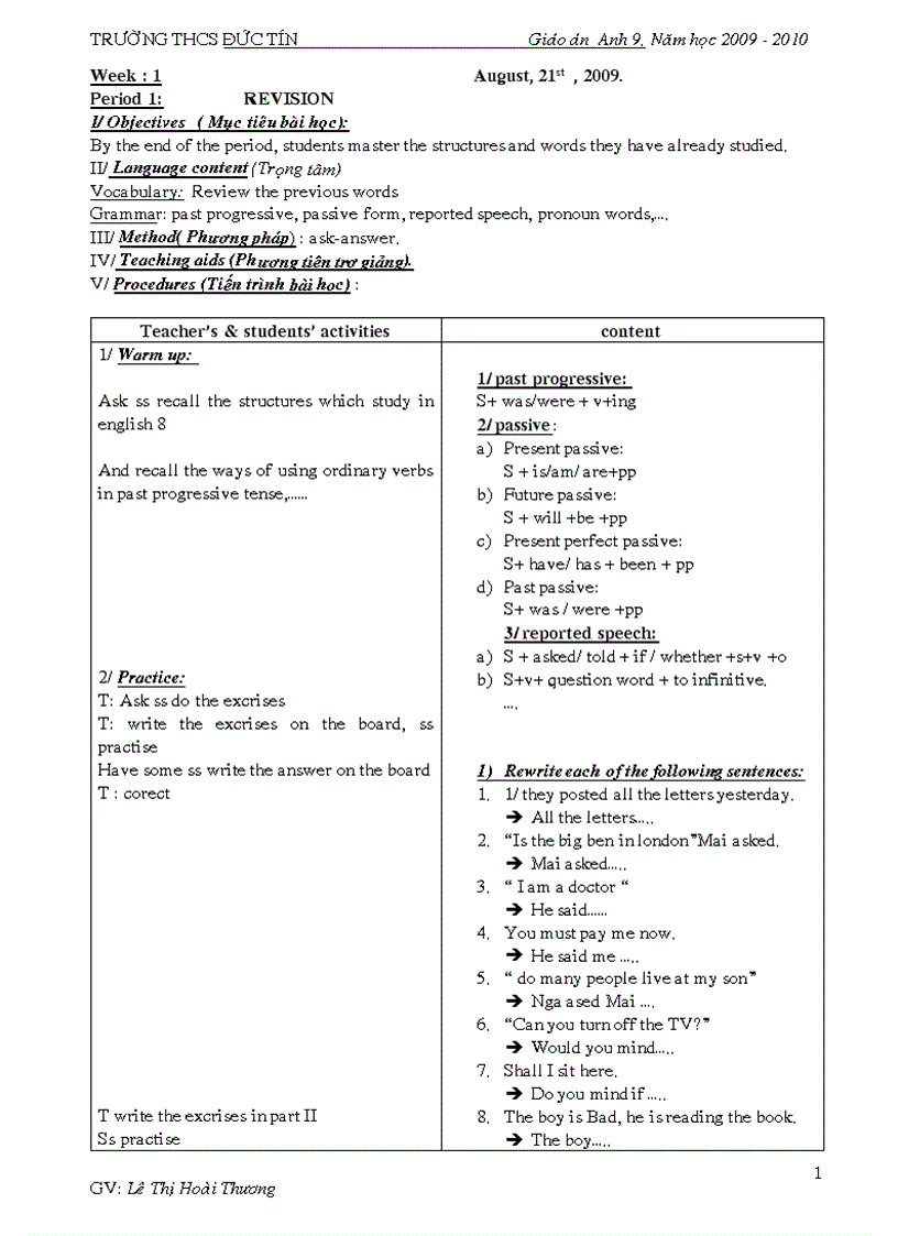 image for page Giáo Án Tiếng Anh Lớp 9 Tham Khảo 2009 2010