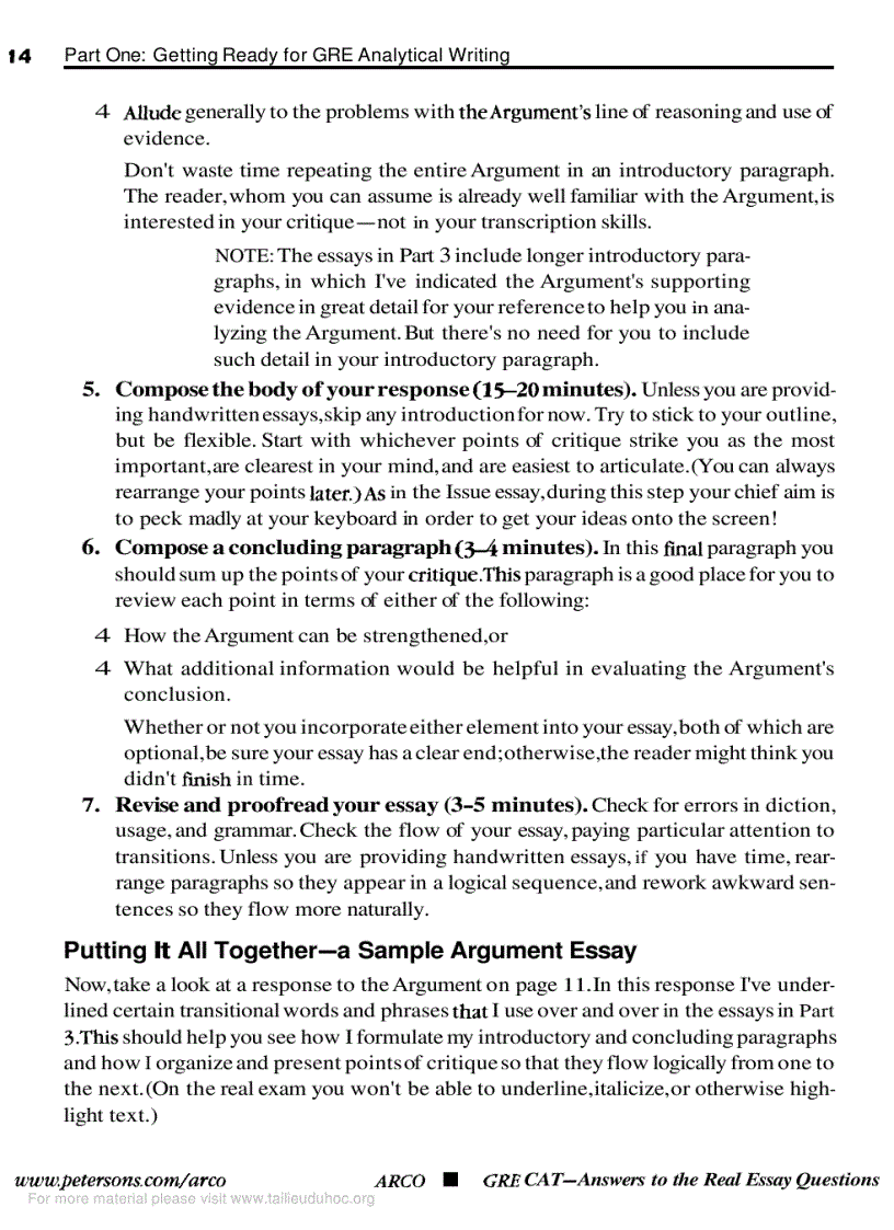 image for page Acro GRE CAT answer to the real essay questions