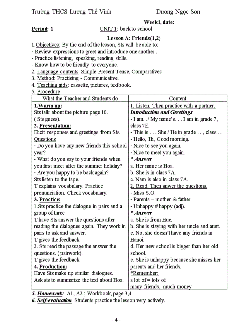 image for page Giáo Án Anh Văn 7 Học Kỳ 1