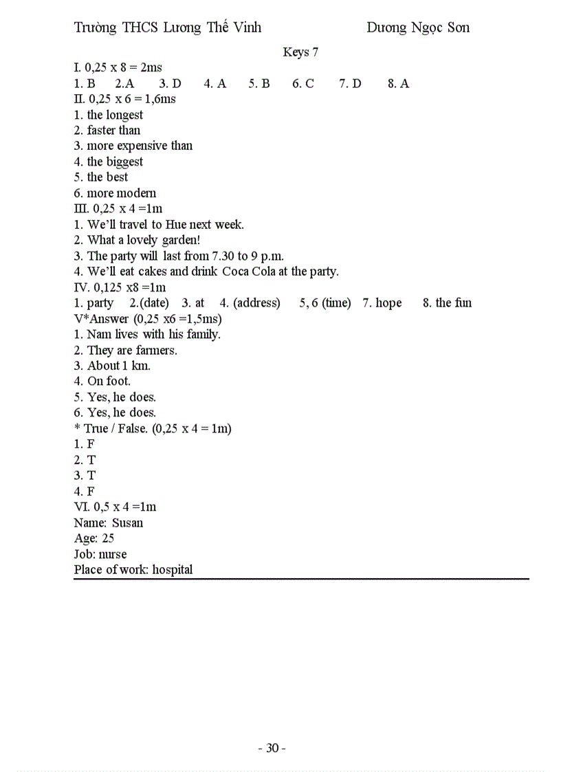 image for page Giáo Án Anh Văn 7 Học Kỳ 1