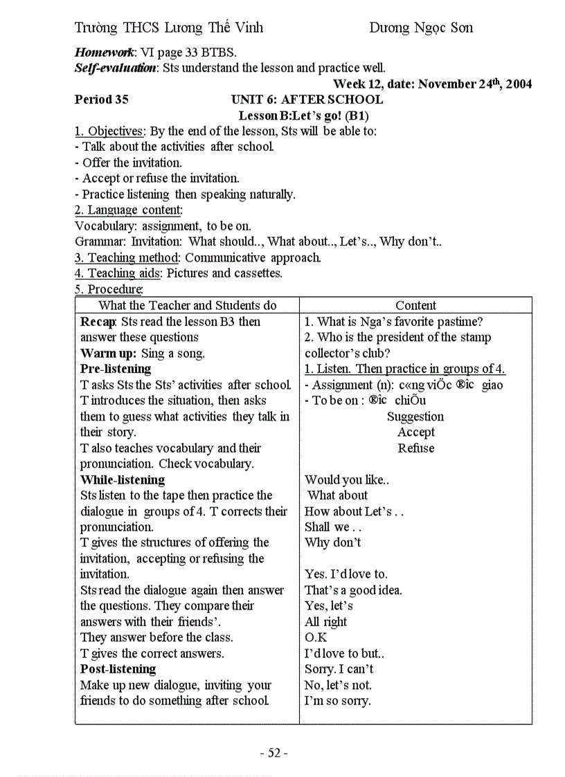 image for page Giáo Án Anh Văn 7 Học Kỳ 1