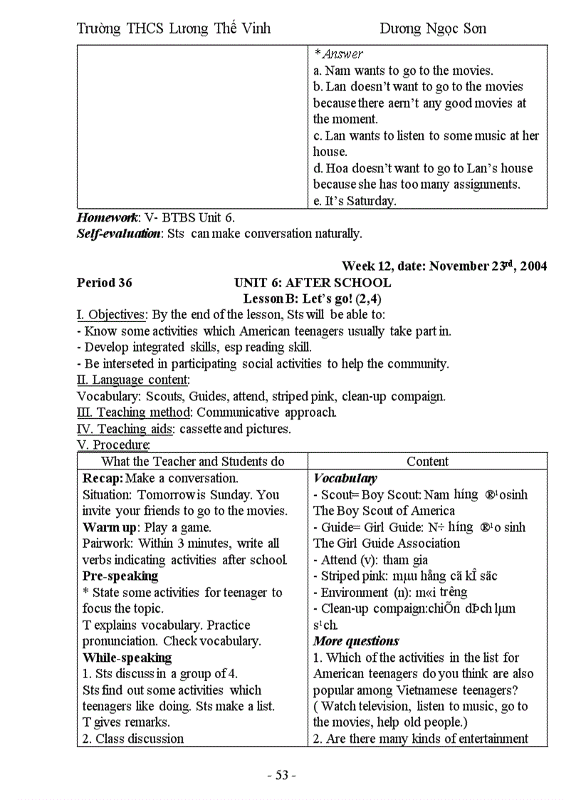 image for page Giáo Án Anh Văn 7 Học Kỳ 1