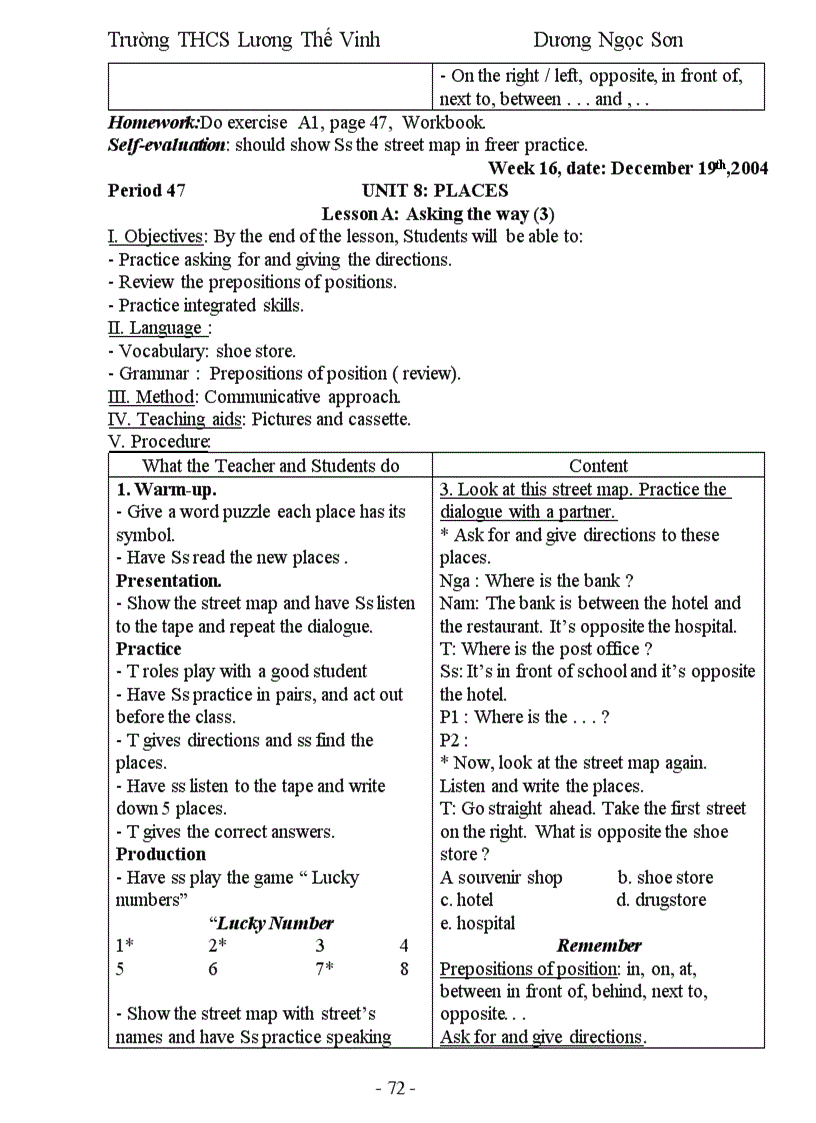 image for page Giáo Án Anh Văn 7 Học Kỳ 1