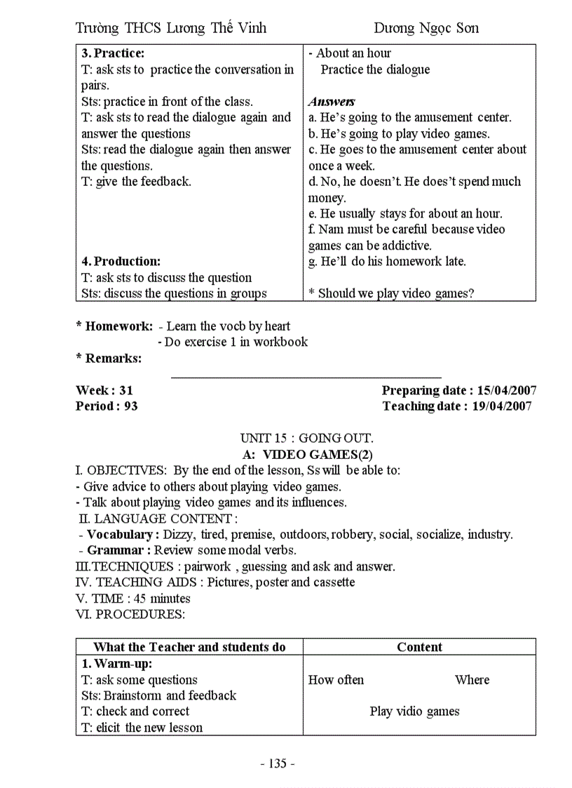 image for page Giáo Án Anh Văn 7 Học Kỳ 1