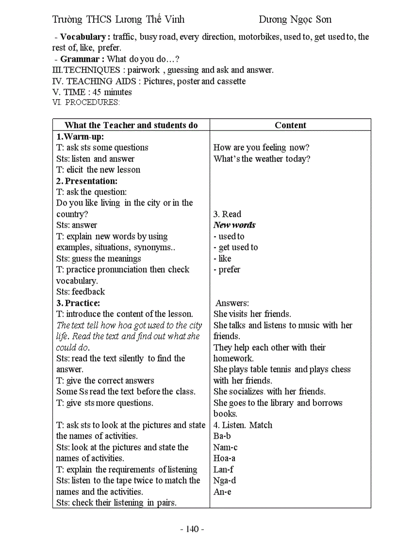 image for page Giáo Án Anh Văn 7 Học Kỳ 1