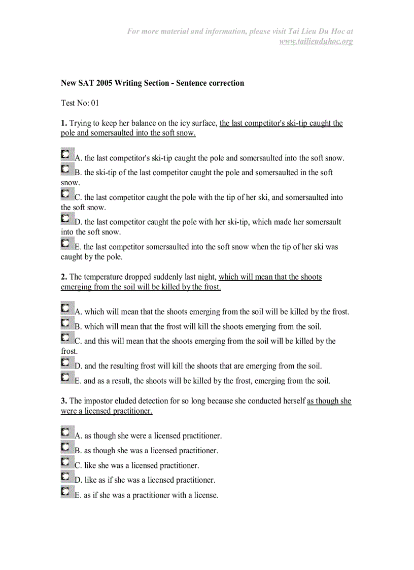 image for page Sentence Correction Test 1