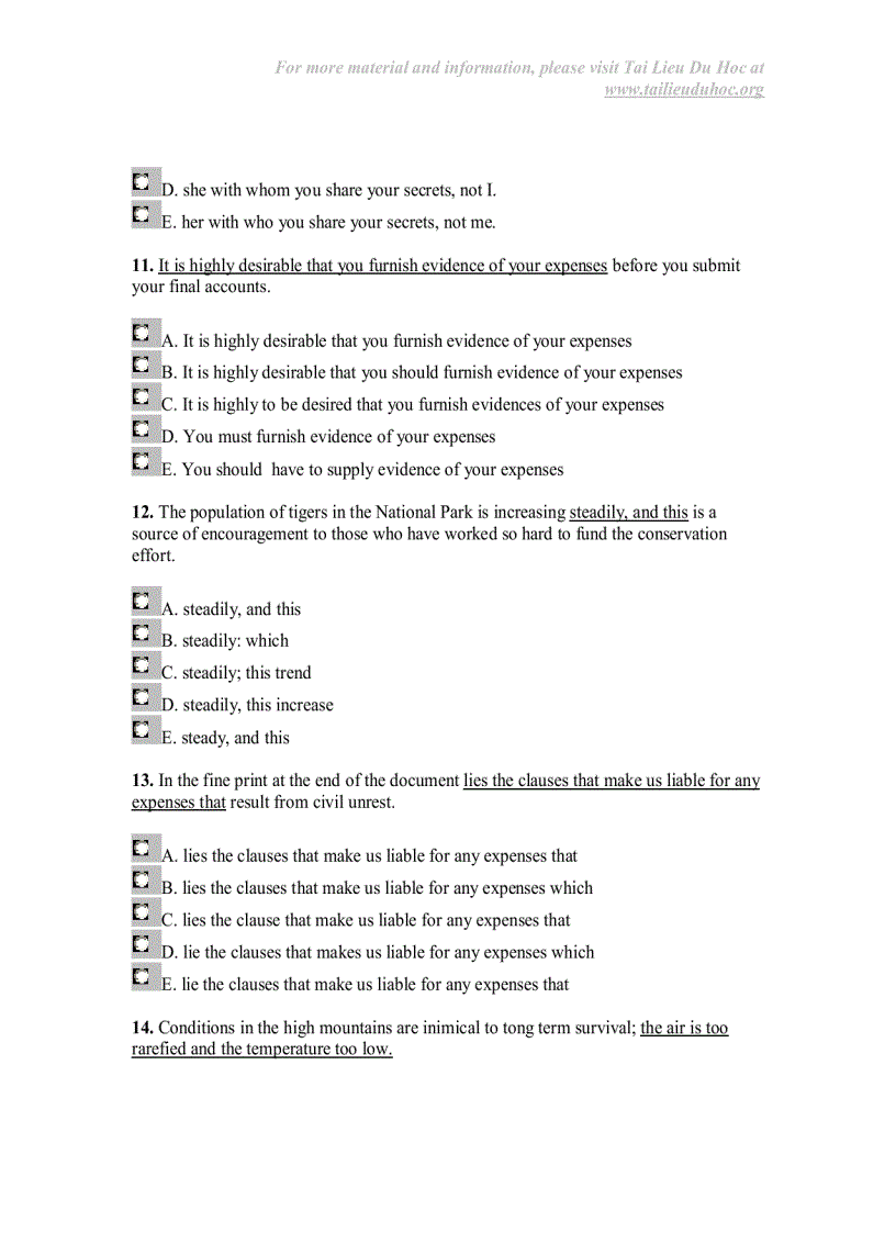 image for page Sentence Correction Test 1
